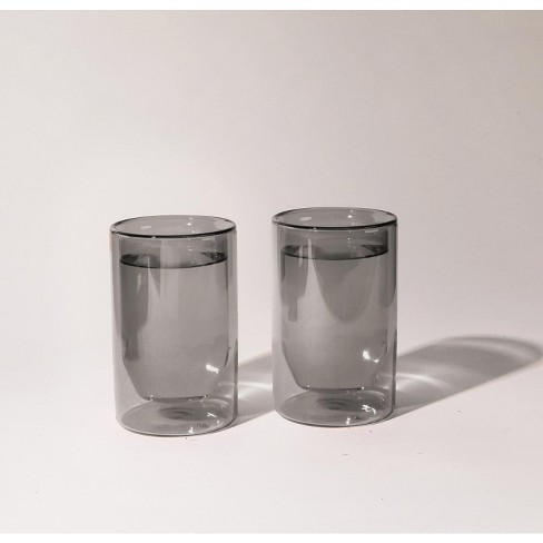 Yield 12 oz Double-Wall Glass, Boxed Set of 2 - Gray