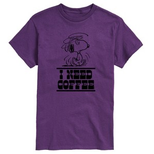 Men's - Peanuts - I Need Coffee Snoopy -Men's Short Sleeve Graphic T-Shirt Short Sleeve Graphic T-Shirt - 1 of 4