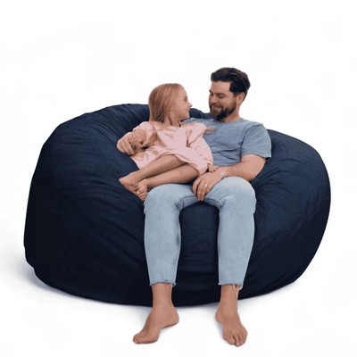 Ultimate Sack 5ft Bean Bag Chair and Footstool, Oversized Comfortable Indoor Floor Lounger, Giant Foam-Filled Furniture for Relaxing, Grey Suede