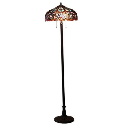 Chloe Lighting Sadie Tiffany-style 2 Light Victorian Floor Lamp 18" Shade