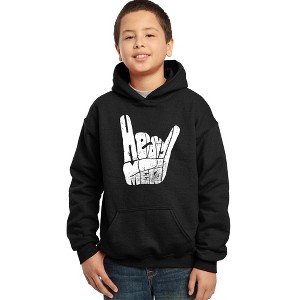 LA Pop Art Boy's Word Art Hooded Sweatshirt - Heavy Metal - 1 of 4