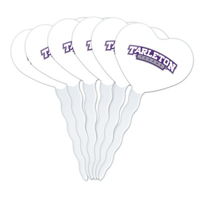 Tarleton State University Secondary Logo Heart Love Cupcake Picks Toppers Decoration Set of 6