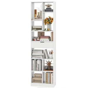 Tangkula 71" Tall Bookcase w/ Drawer Modern Bookshelf w/ 10 Open Cubes Display Rack - 1 of 4