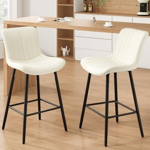 NicBex Faux Leather Counter Height Bar Stools Set of 2,Counter Stools with Chrome Base,Footrest,Bar Chairs for Kitchen,Living Room,Cafes - 1 of 4