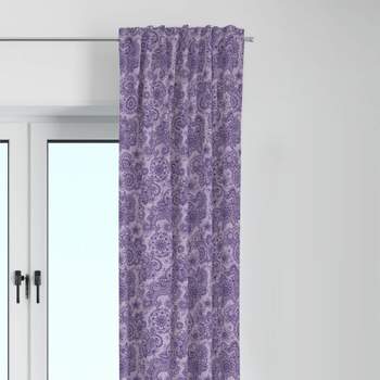 Bacati - Isabella Lilac Scroll Cotton Printed Single Window Curtain Panel