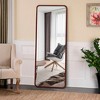 64"x21"Solid wood rounded rectangular brown full length mirror - 2 of 4