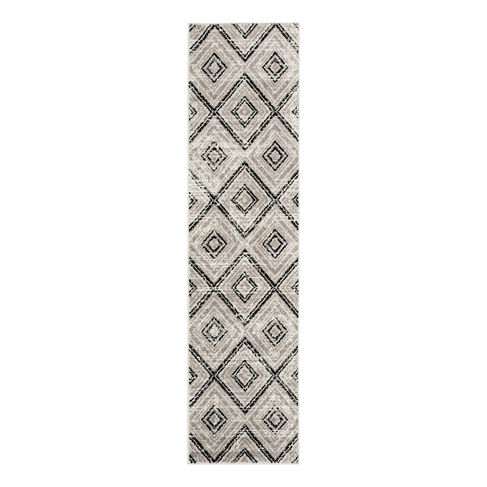 Gray/Black Geometric Loomed Runner 2'x8' - Safavieh