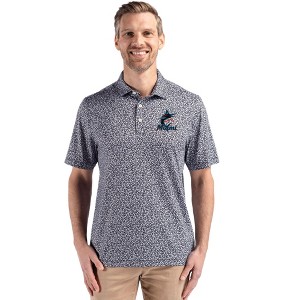 Miami Marlins Cutter & Buck Pike Eco Flora Print Recycled Mens Polo - 1 of 1