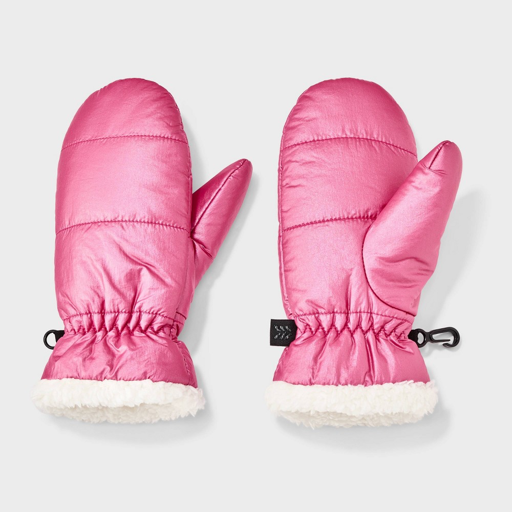 Girls' Puffer Mittens - All In Motion™ Pink 8-14