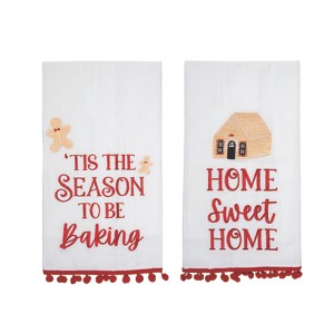 Transpac Embroidered Gingerbread Tea Towel - Cotton Kitchen Textile for Holiday Decor and Everyday Use - 1 of 1