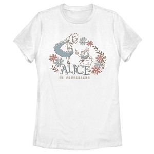 Women's Alice in Wonderland Floral Friends T-Shirt - 1 of 4