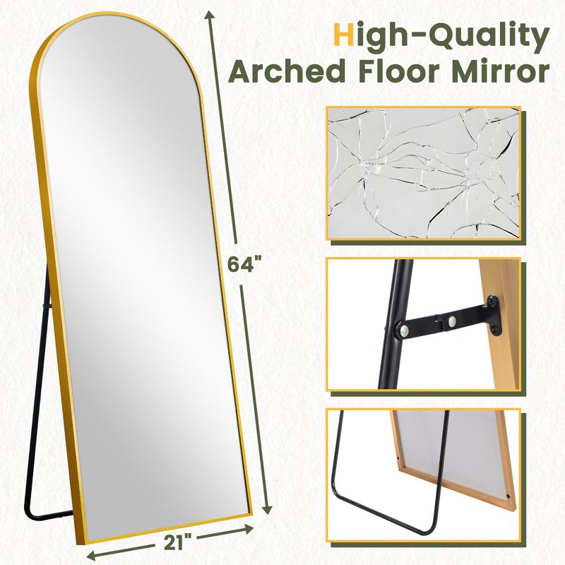 Neutypechic Metal Framed Arched Full Length Mirror Leaning Mirror, 3 of 7
