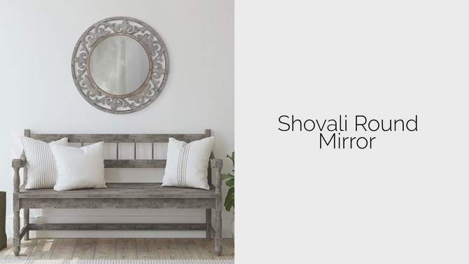 32&#34; x 32&#34; Shovali Rustic Round Mirror White - Kate &#38; Laurel All Things Decor, 2 of 11, play video