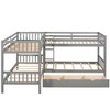 PAGED Modern Wooden Bunk Bed Loft Bed, Twin over Full Bed Frame with Storage Stairs and Guardrail for Kids, Teens, Adults - 2 of 4