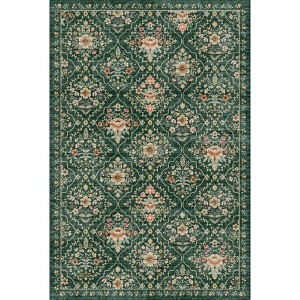 Geometric Floral Area Rug, Modern Farmhouse Botanical Living Room Rugs Non Slip Soft Flower Accent Carpet - 1 of 1