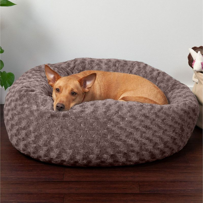 FurHaven Deep Dish Curly Fur Plush Donut Dog Bed, 3 of 5