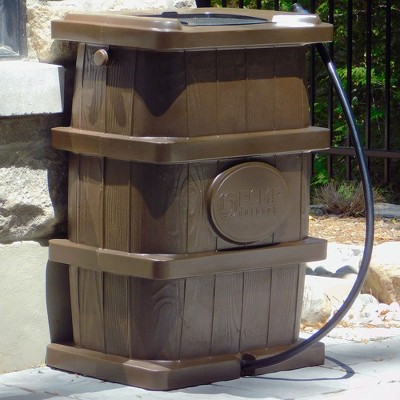 Brown 45 Gallon Wood Grain Rain Water Catcher Barrel