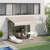 Vynxaria Retractable Awning - 10' x 8' Patio Sunshade with Manual Crank Handle - Beige Stripes - 2 of 4