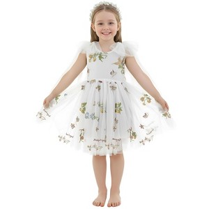 2Bunnies Girls 1-10Y Floral Garden Embroidered Tulle Strap Flower Girl Dress Knee - 1 of 4