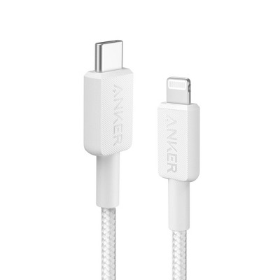 Anker 3&#39; Braided Lightning to USB-C Fast Charging Cable - White