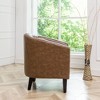 KINWELL PU Leather Tufted Barrel Chair Club Armchair with Nailheads - 4 of 4