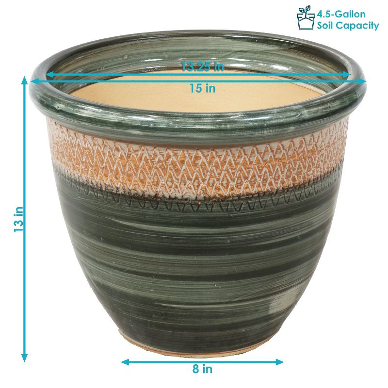Sunnydaze Indoor/Outdoor Purlieu Decorative Glazed Ceramic Planter for Greenery or Flowers - 15", 4 of 12