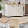 51" Fluted Kitchen Island on Wheels, with Drop Leaf, Internal Storage Rack and Towel Rack, for Kitchen, Dining Room - 4 of 4