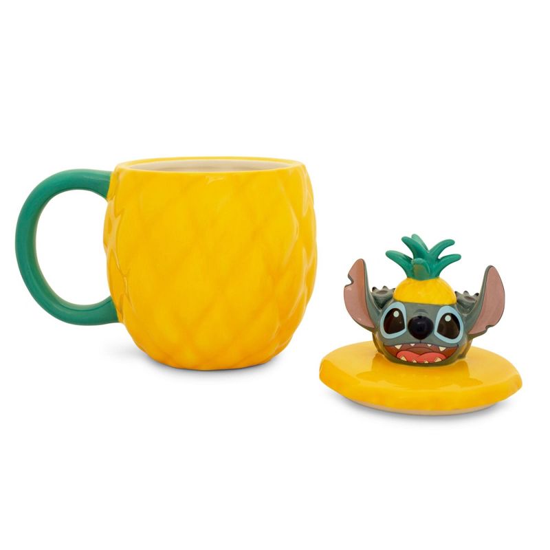 Silver Buffalo Disney Lilo & Stitch Pineapple 3D Sculpted Ceramic Mug With Lid | Holds 20 Ounce, 3 of 7