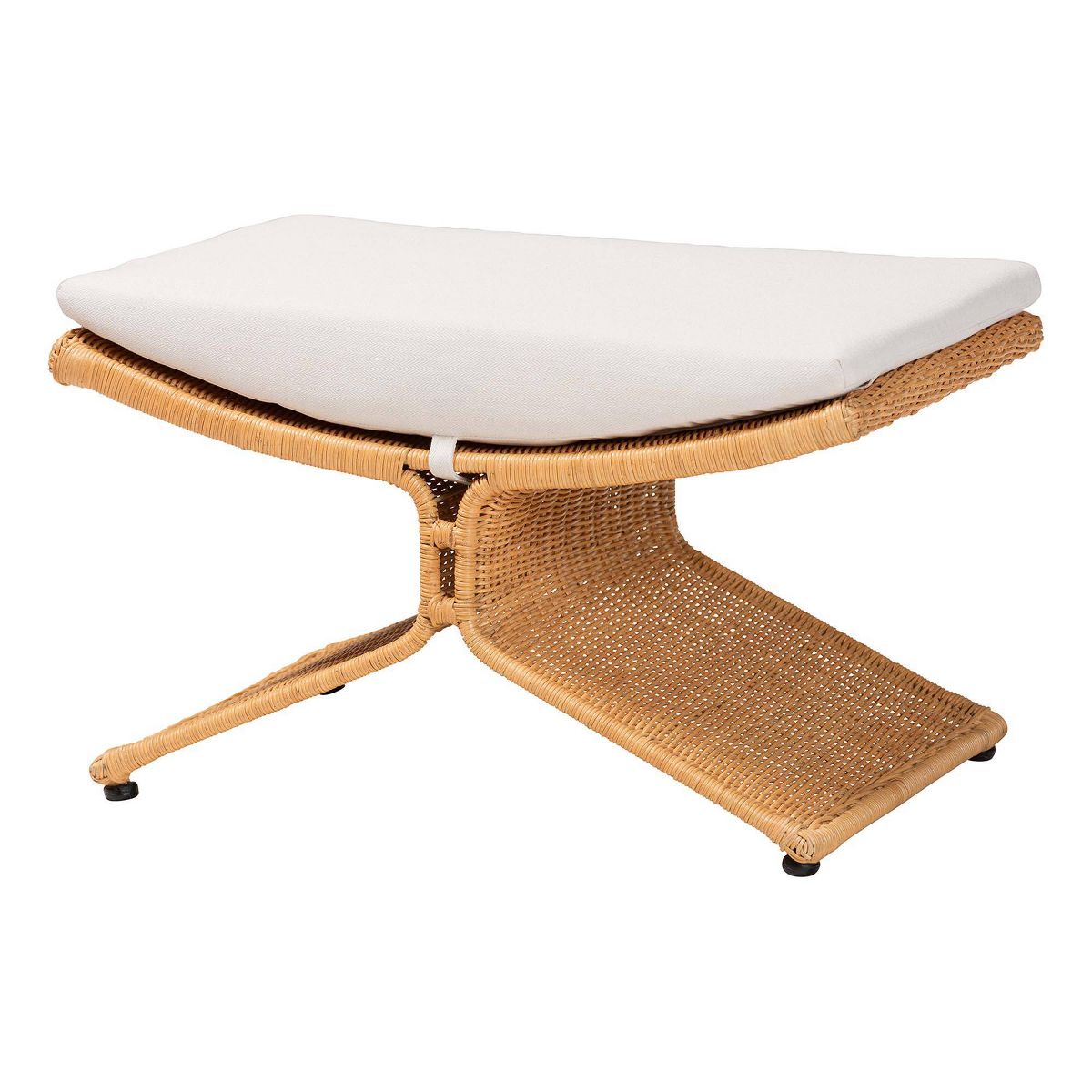 bali & pari Reya Natural Rattan Footstool Light Honey