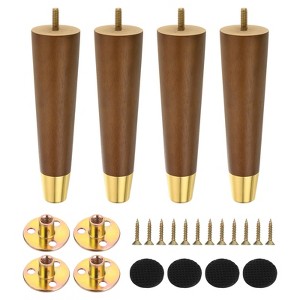 Unique Bargains Round Wood Chair Desk Furniture Legs with Mounting Screws 4 Pcs - 1 of 4