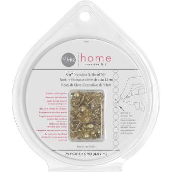 Dritz 7/16" x 5-Yards 75ct Home Decorative Nailhead Trim Brass - Upholstery Enhancement, Accurate Spacing, Easy Application