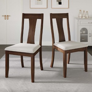 ChaletPosh Wooden Dining Chair With Warm Grey Cover (Set of 2) - 1 of 4