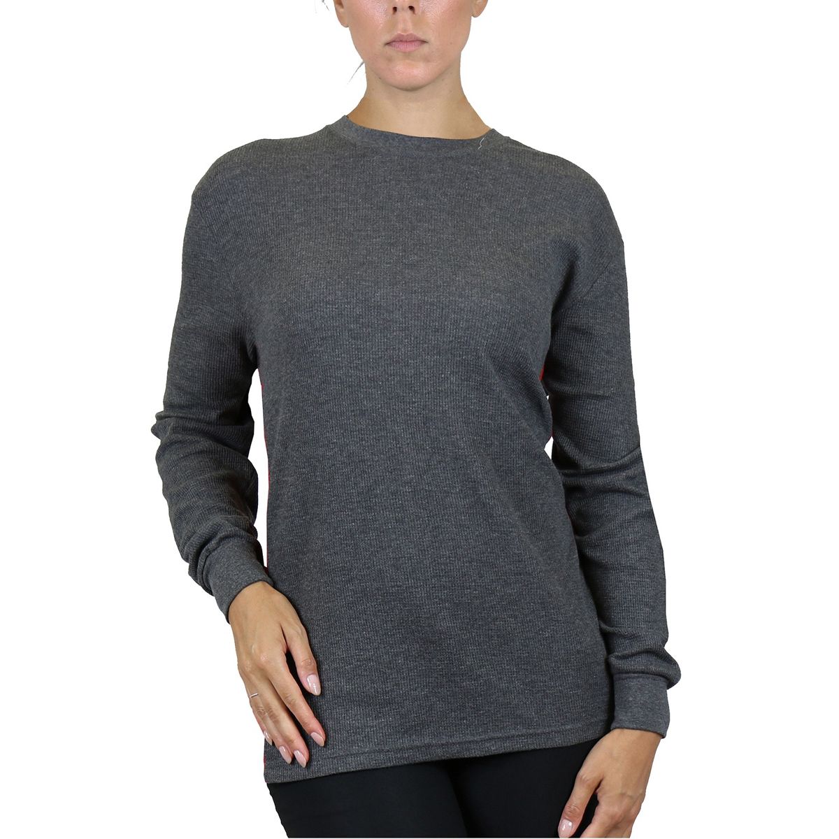 Galaxy By Harvic Women's Loose Fit Waffle Knit Thermal Shirt - thumbnail 3