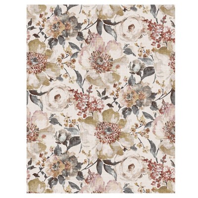 Gertmenian Crystal Print Flora Transitional Floral Rug Beige