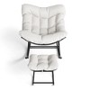 Outdoor Papasan Rocking Chair with Footrest, Oversized Lounge Chair with Ottoman and Sturdy Metal Frame, Patio Balcony Backyard Porch Bedroom, White - 4 of 4