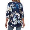Nlife Women's Casual V Neck Floral Print 3/4 Length Sleeve Blouses Tropical Hawaiian Shirt Tops - 4 of 4