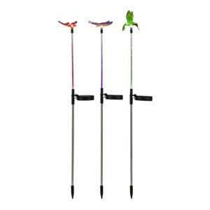 3pc Butterfly, Hummingbird, Dragonfly Solar Stakes: Alpine Corporation, Outdoor LED Decor - 1 of 4