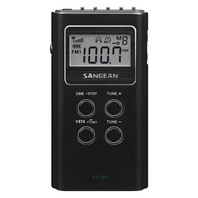 Sangean® Portable Pocket AM/FM Digital Clock Radio (Black), 2 of 6