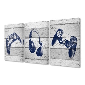 Stupell Industries Video Gamer Trio Controllers Headset, 16" x 24" - 1 of 4