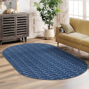 Braided Printed Machine Washable Rug with Rubber Backing for Living Room Non-Slip Dining Room Rug Foldable Contemporary Accent Rug - 1 of 4