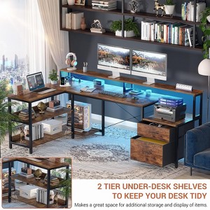 Aheaplus L-Shaped Computer Desk with Drawers and Monitor Shelf - 1 of 4