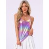 Allegra K Women's Metallic Shiny Party Deep V Neck Spaghetti Straps Cami Tops - 3 of 4
