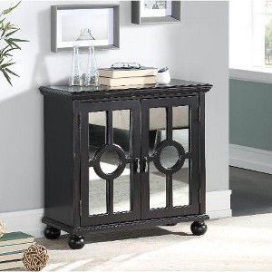 PAGED Classic Storage Cabinet, Modern Pantry Cabinet, Mirrored Glass Accent Cabinet with Turned Legs, Wooden Sideboard Buffet Cabinet with Storage - 1 of 4