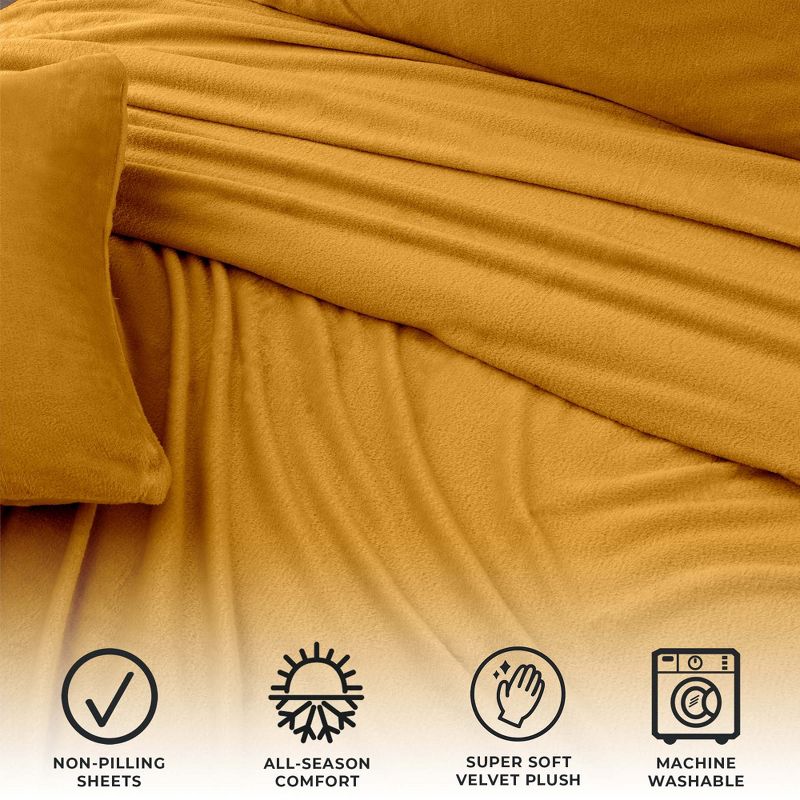 Great Bay Home Solid Velvet Plush Warm and Cozy Fleece Sheet Set, 3 of 7