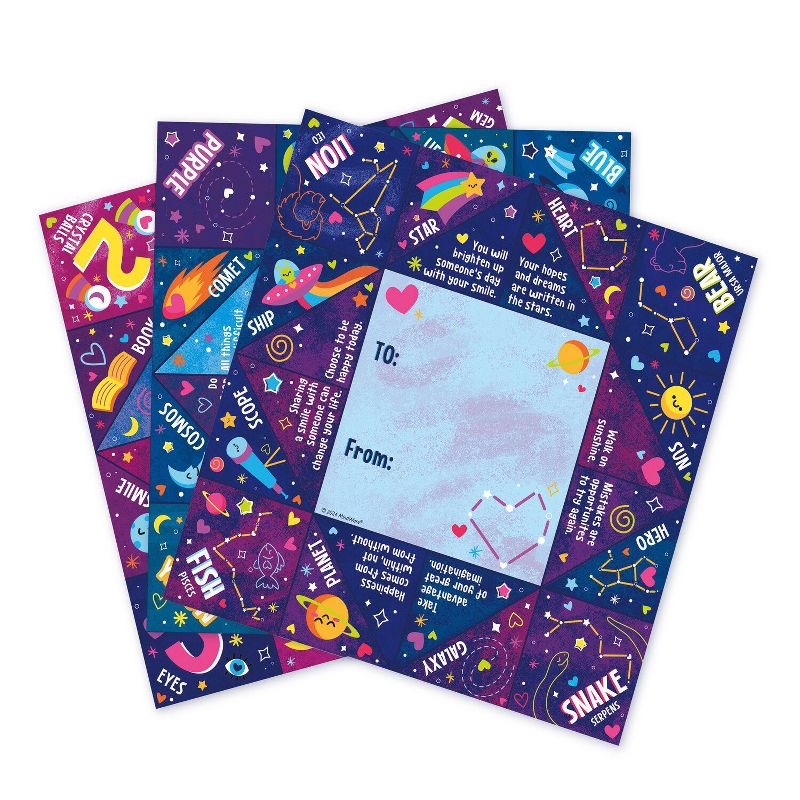 Peaceable Kingdom Cosmic Cootie Catcher Valentines Pack - 28 Valentine Cootie Catchers Cards & Envelopes With Outer Space Design - Ages 4 and Up, 3 of 4