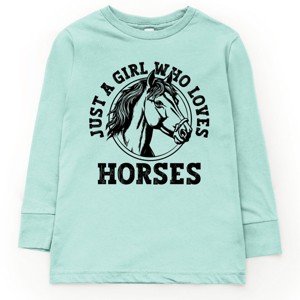 Girl Who Loves Horses Circle - Kids Youth Long Sleeve Graphic T-Shirt - 1 of 3