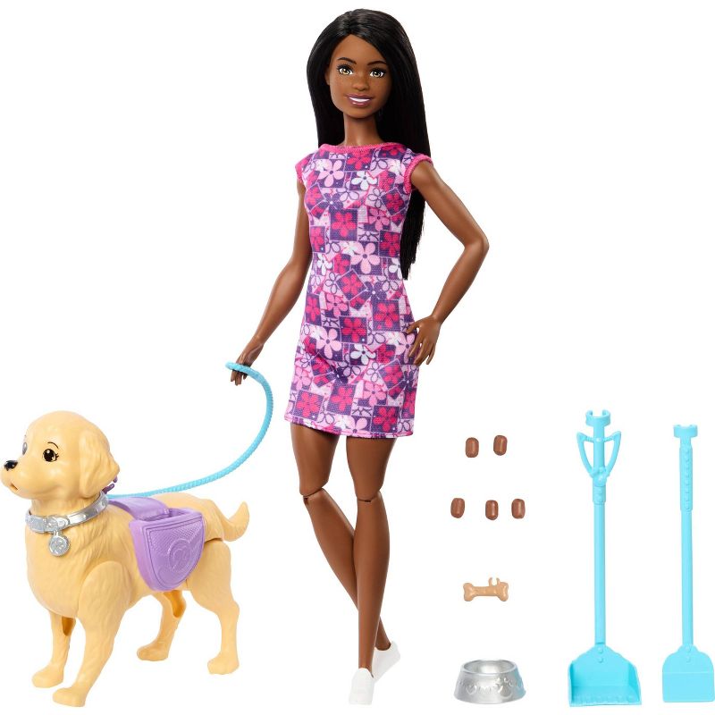 Barbie Life in the City Brooklyn Doll with Walk &#38; Potty Dog, Toy Set with Tail-Activated Pooping Pet Puppy (Target Exclusive), 1 of 7
