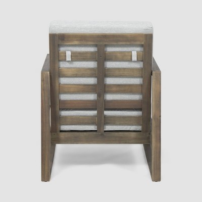 Gray Acacia Wood Club Chairs with Light Gray Cushions