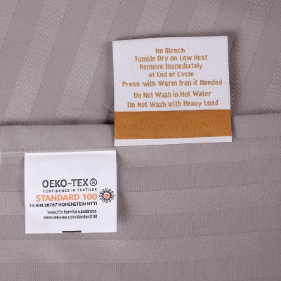 Twin XL Gray Egyptian Cotton Deep Pocket Stripe Sheet Set