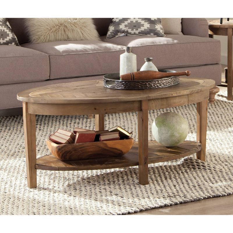 48" Revive Reclaimed Oval Coffee Table Natural - Alaterre Furniture, 5 of 7